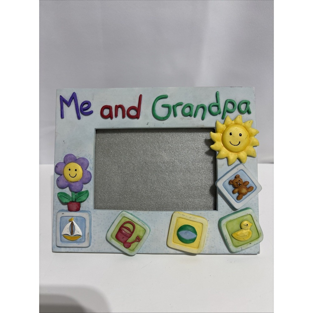 Russ Berrie Me & Grandma Picture Frame W/boat Sunshine‎ & Flower Ceramic
